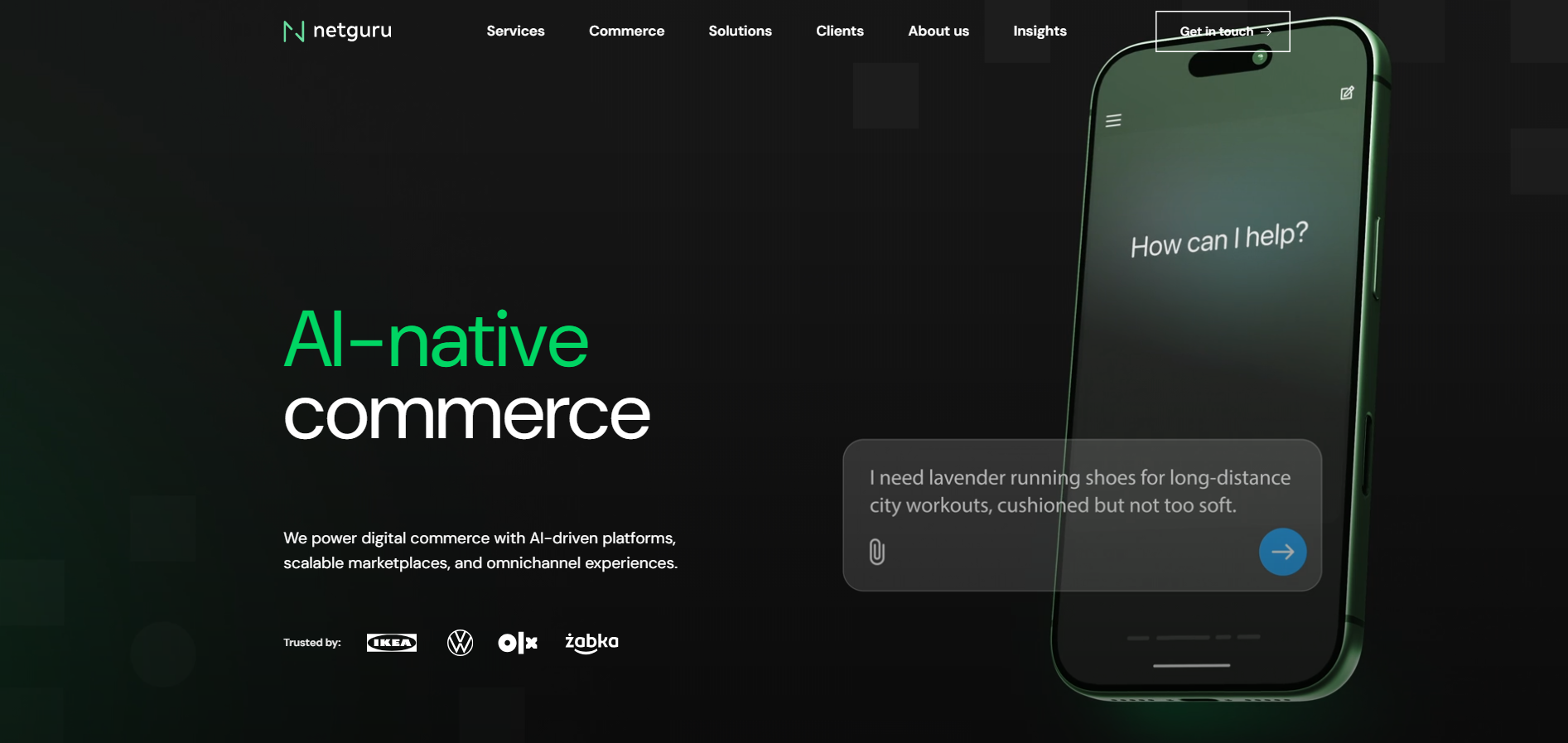 Netguru AI-native commerce and mobile app development company website