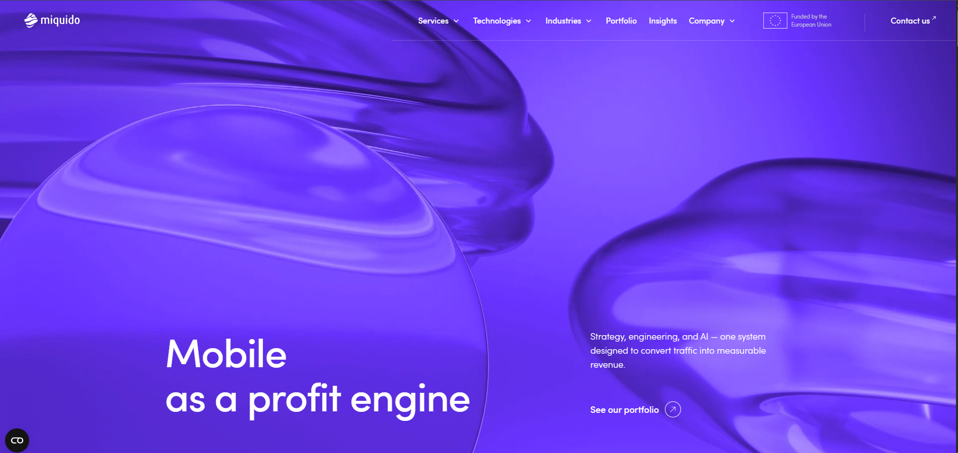 Miquido mobile app development and digital technology company website
